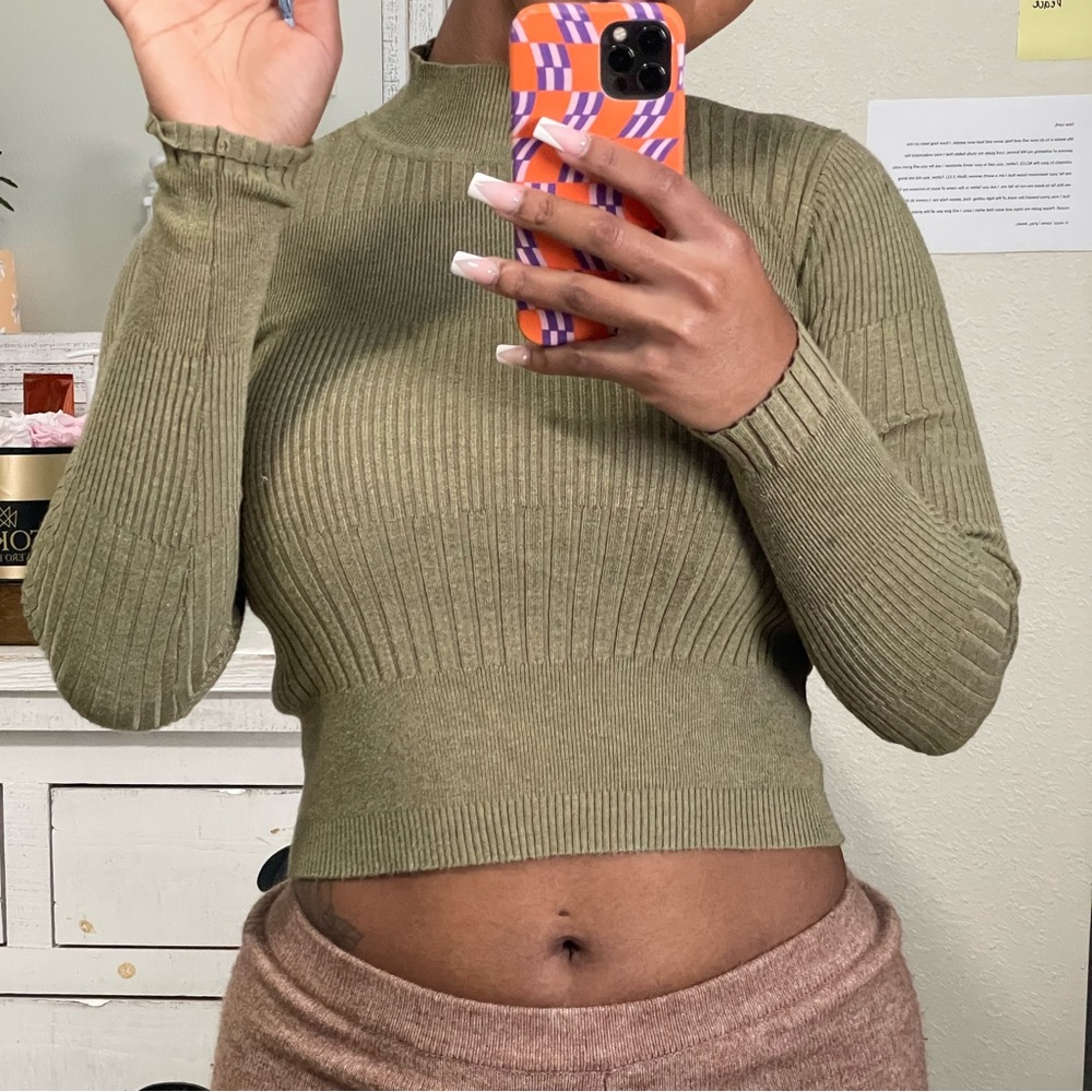 Olive green ribbed long sleeve